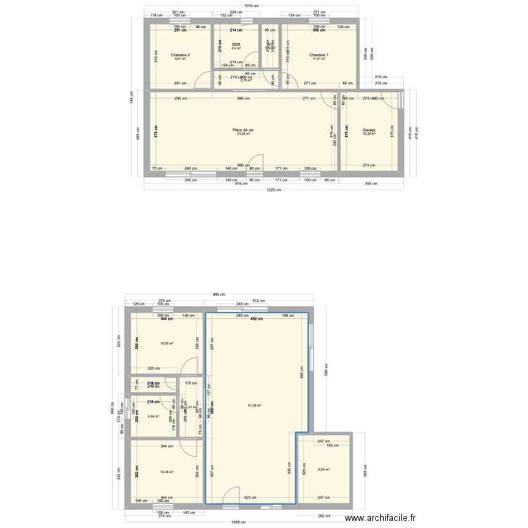 plan maison 75M2. Plan de 14 pièces et 152 m2