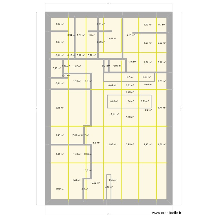 PLAFOND. Plan de 65 pièces et 85 m2