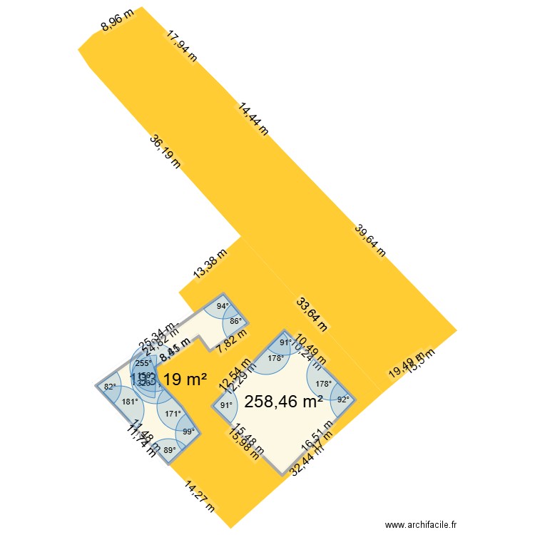 terrain DUPUYParcelle 1315 +1316. Plan de 2 pièces et 452 m2