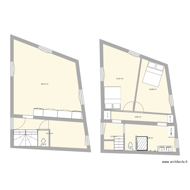 Saint denis. Plan de 7 pièces et 85 m2