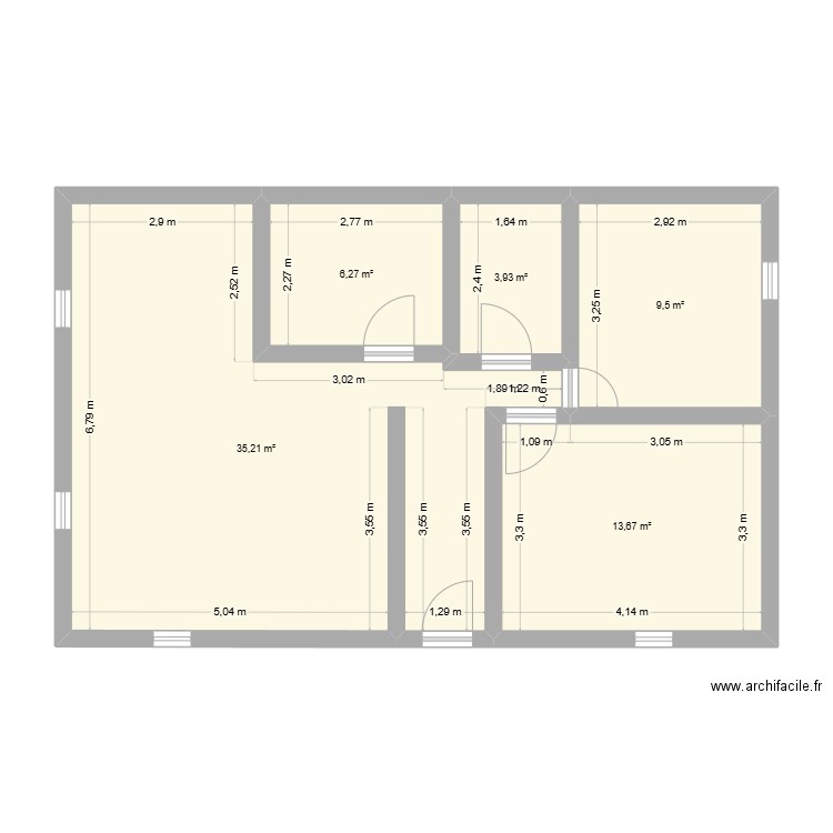 Champlan bas. Plan de 5 pièces et 69 m2
