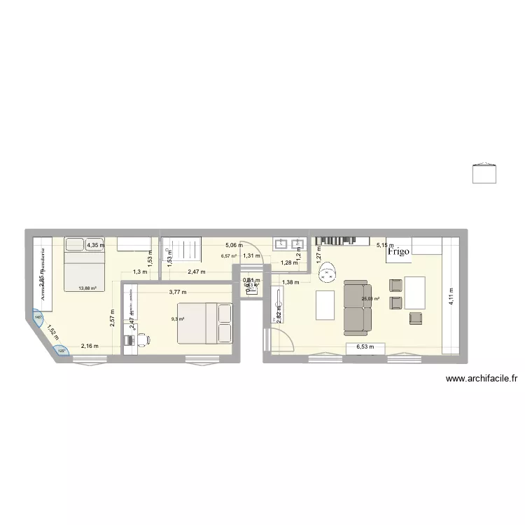 Pernety version 2. Plan de 5 Pièces et 56 m² Pernety version 2. Plan de 5 Pièces et 56 m²