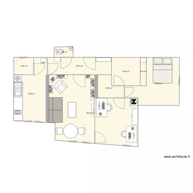 Appartement 2 EG. Plan de 9 Pièces et 63 m² Appartement 2 EG. Plan de 9 Pièces et 63 m²