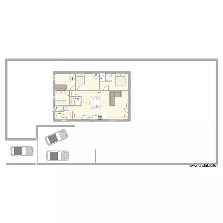 Maison 90m&sup2; bis. Plan de 7 Pièces et 88 m²