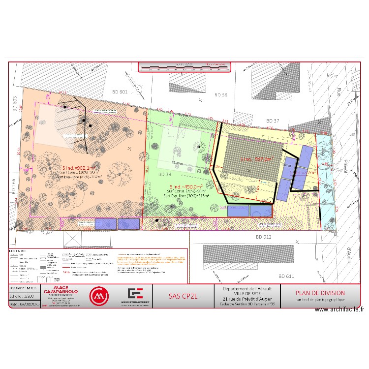 SETE sur plan géomètre 08.08. Plan de 0 pièce et 0 m2