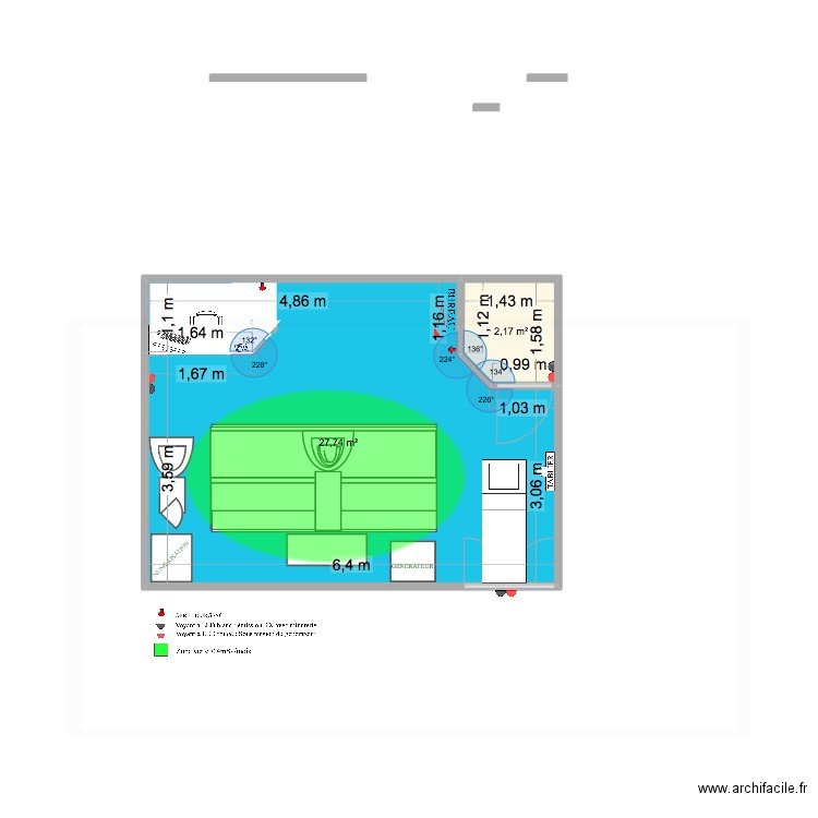 Salle Primax Clisis Evolution. Plan de 2 pièces et 30 m2