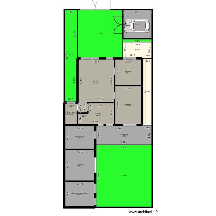 maison avant modification. Plan de 16 pièces et 220 m2