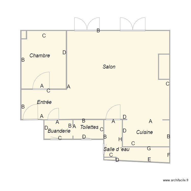 Croquis MAURET_étage gauche1. Plan de 7 pièces et 38 m2