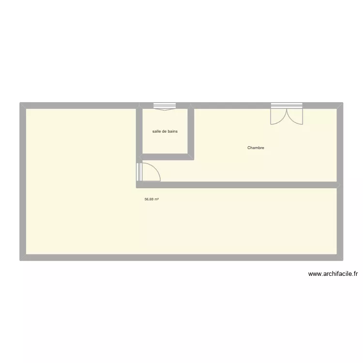 MONTAGUT sous sol &eacute;tat initial. Plan de 3 pièces et 83 m²
