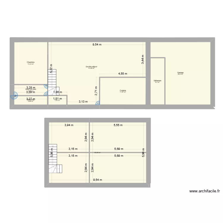 projet. Plan de 9  et 177 m²