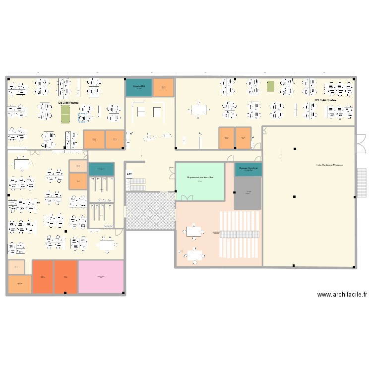 11 Plan R+1 V6. Plan de 22 pièces et 1998 m2