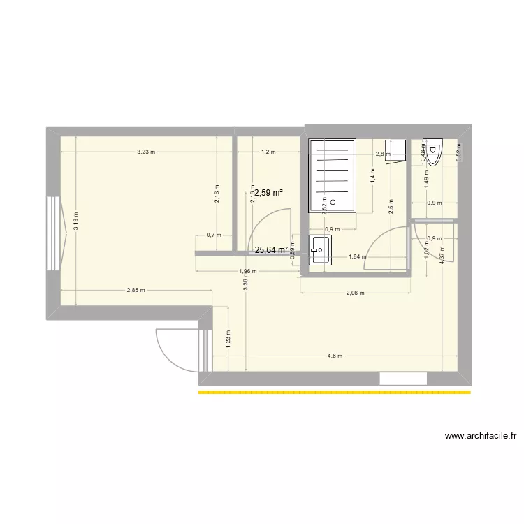 extension 2. Plan de 2  et 28 m²