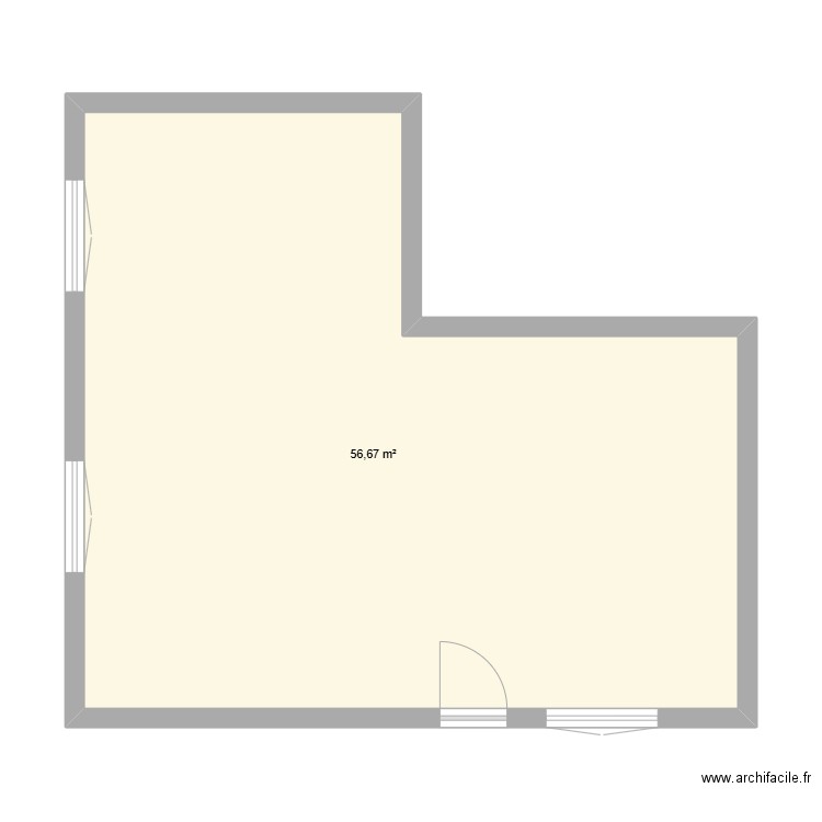 Facade. Plan de 1 pièce et 57 m2