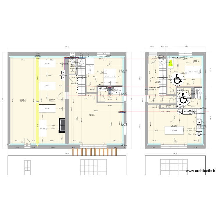 Gite esquisse APS V3. Plan de 25 pièces et 169 m2