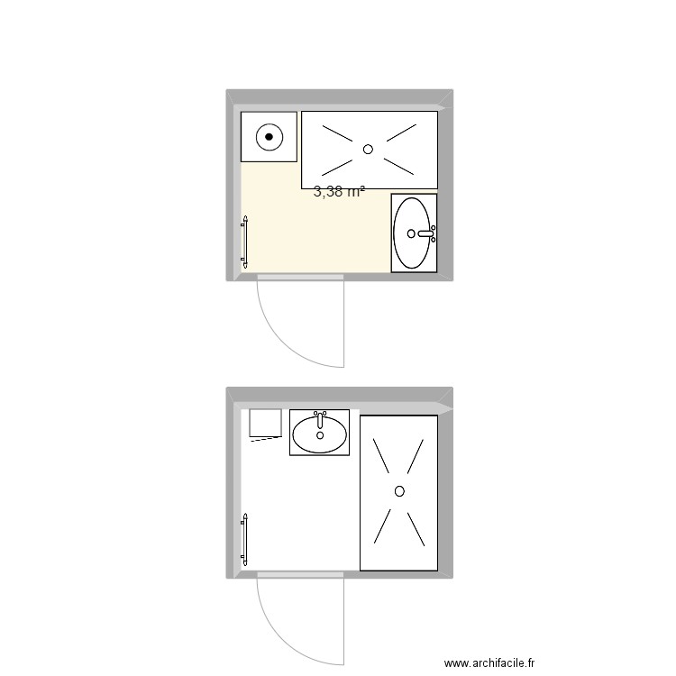 Salle de bain 3. Plan de 1 pièce et 3 m2