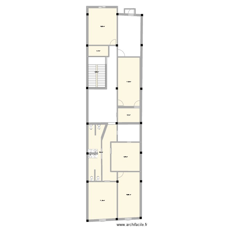 ecole 1 etage. Plan de 9 pièces et 147 m2