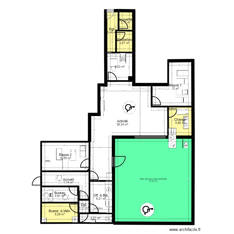 93 Aubervilliers Motte Projet JORDAN V JR1 ArL3. Plan de 15 pièces et 169 m2