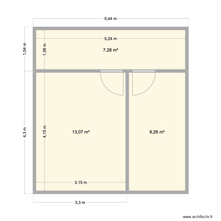 app 3 etage goy. Plan de 3 pièces et 29 m2