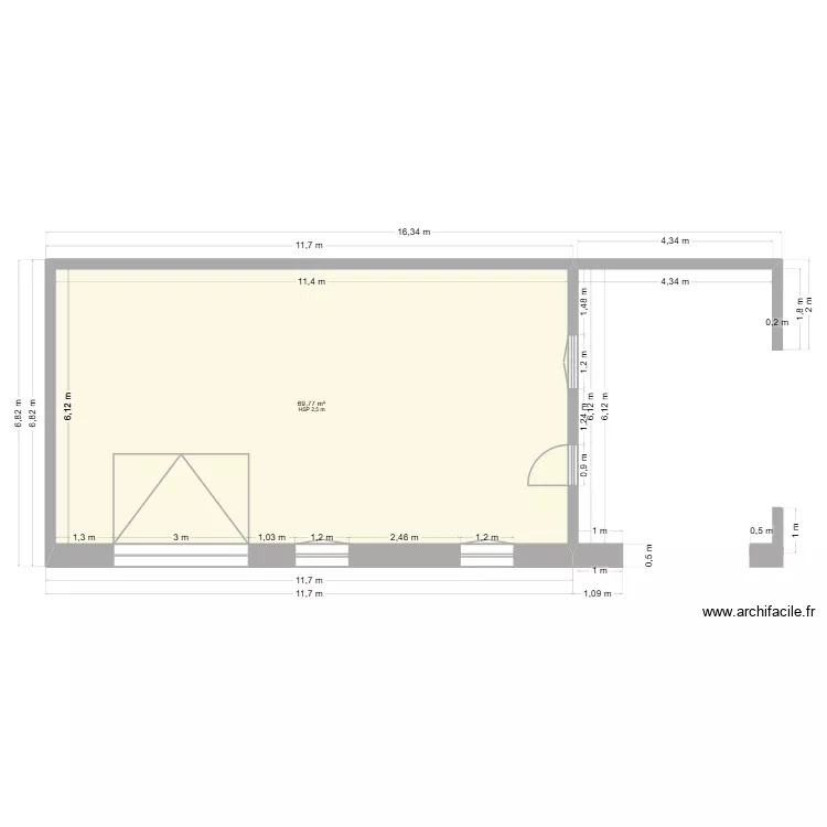 garage sedeau. Plan de 1  et 70 m²