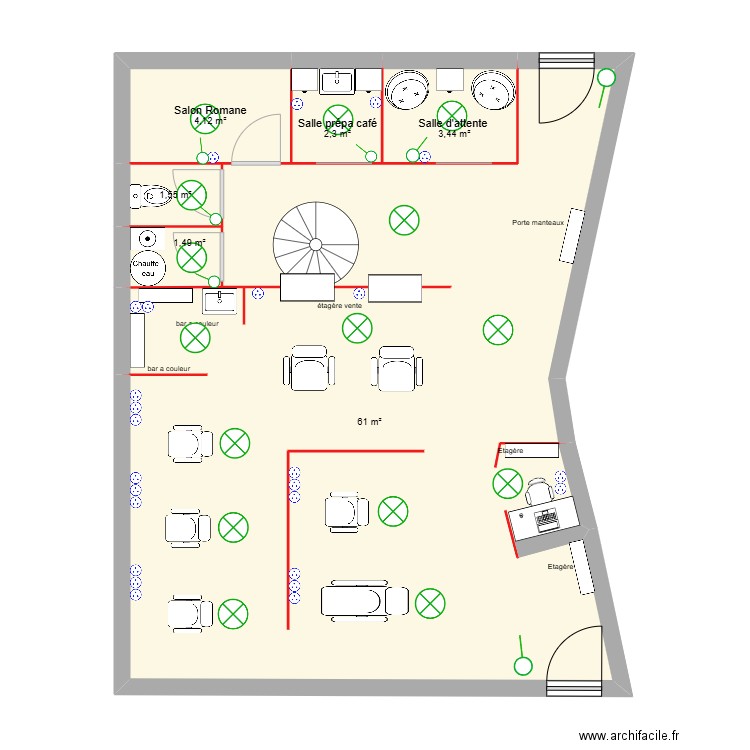 Salon Océane 04. Plan de 6 pièces et 74 m2