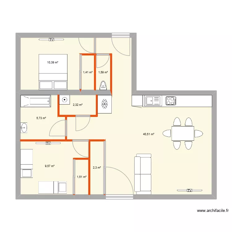 APT MEDECINE. Plan de 9  et 75 m²