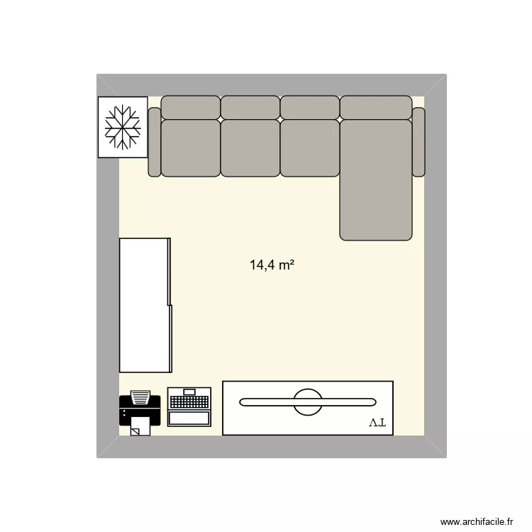 Salon Vetroz. Plan de 1 Pièce et 14 m² Salon Vetroz. Plan de 1 Pièce et 14 m²