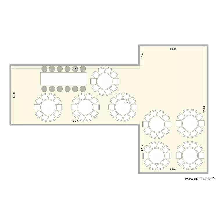 Plan de table 92. Plan de 1  et 152 m²