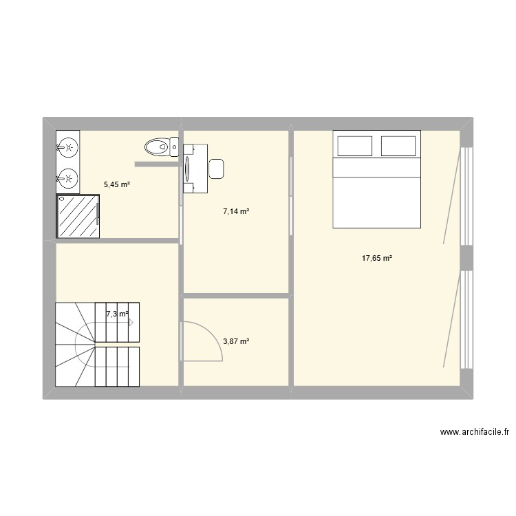 v1r1. Plan de 5 pièces et 41 m2