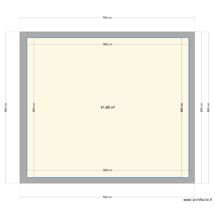 maison. Plan de 1 pièce et 42 m2