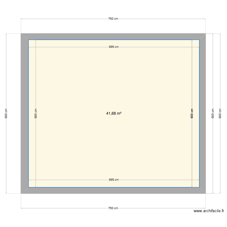 maison. Plan de 1 pièce et 42 m2