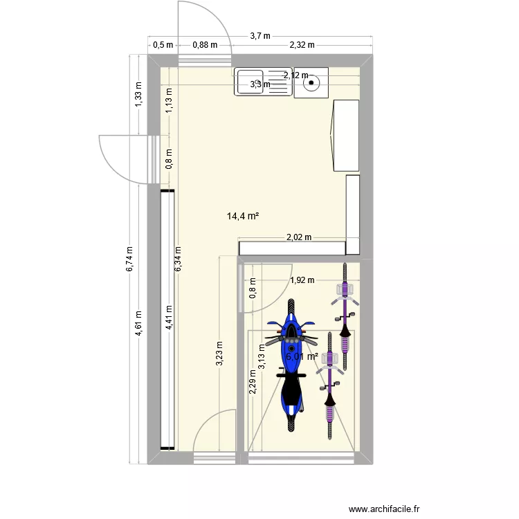 garage meublé. Plan de 2 Pièces et 20 m² garage meublé. Plan de 2 Pièces et 20 m²