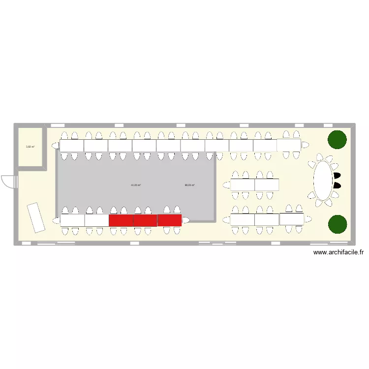 La grange longue table. Plan de La grange longue table. Plan de