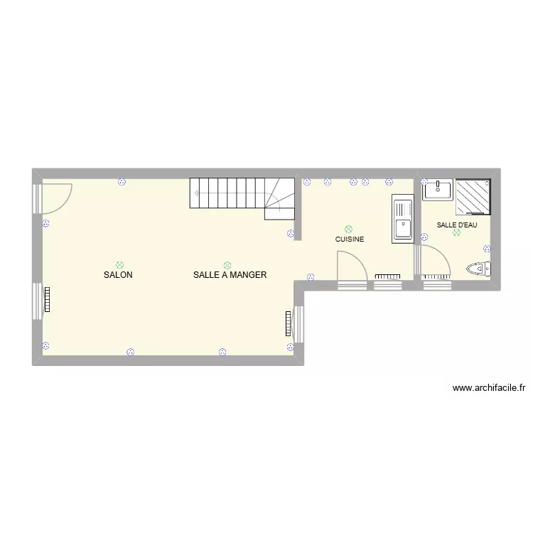 AYMERIC. Plan de 2 pièces et 46 m²