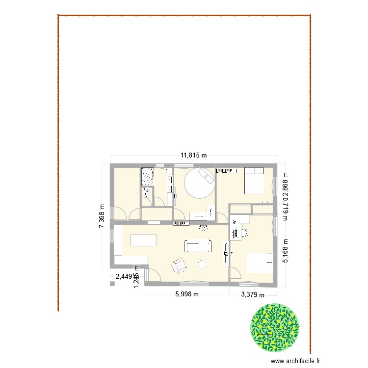 Peyruis. Plan de 6 pièces et 86 m2