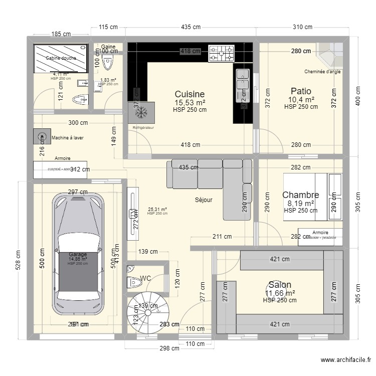 Maison Jeghoid. Plan de 10 pièces et 93 m2