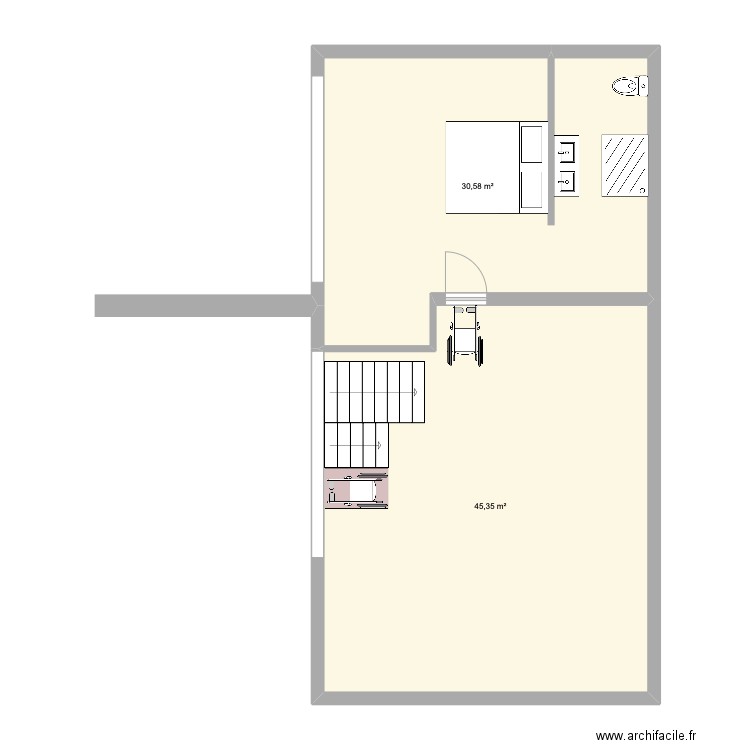 2eme salon. Plan de 2 pièces et 76 m2