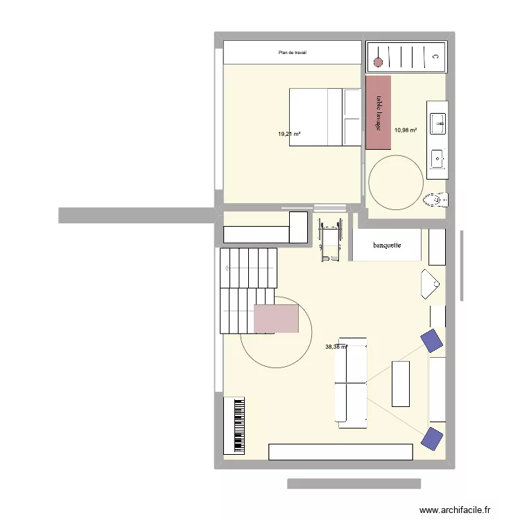 2eme salon. Plan de 3  et 69 m²