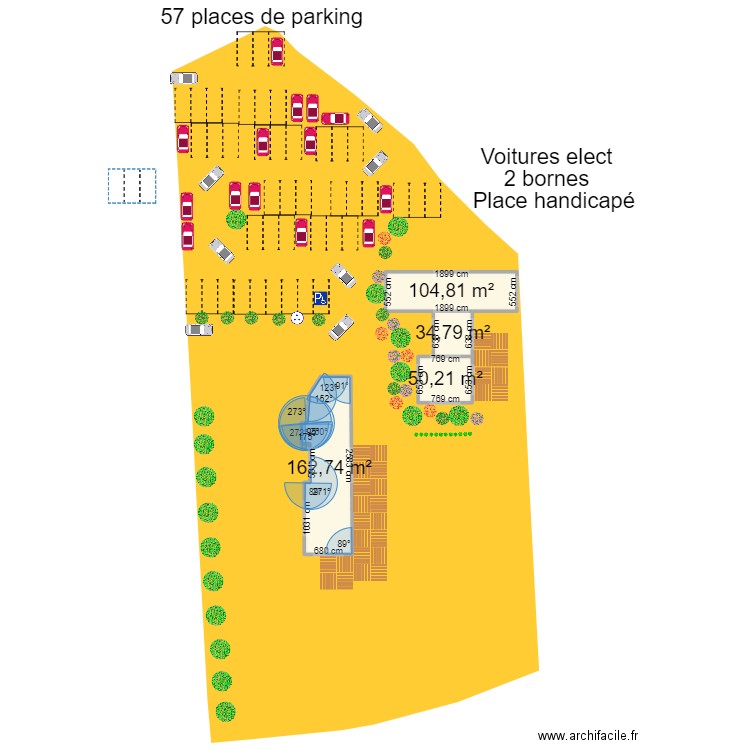 Cadastre St Eloy - Salle réception AVEC extension. Plan de 4 pièces et 353 m2