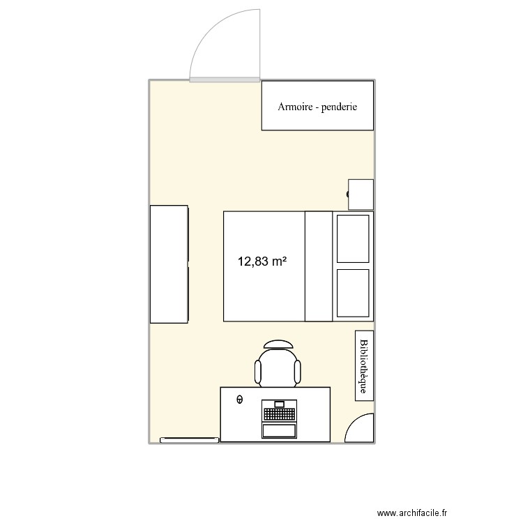CHAMBRE n°2. Plan de 1 pièce et 13 m2