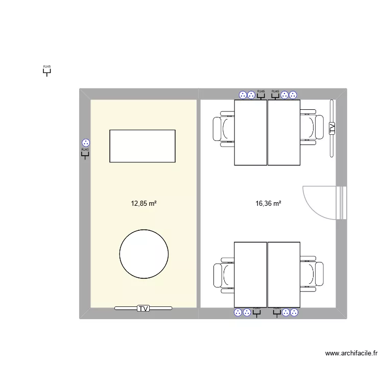 Bureau IT. Plan de 2  et 29 m²