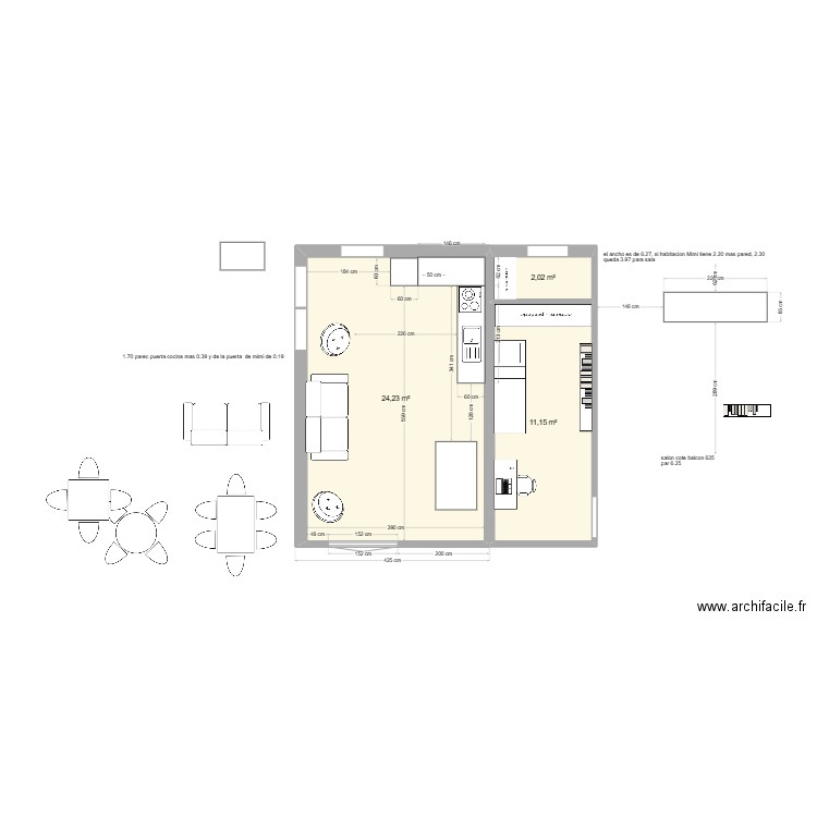 maubeuge grand 4. Plan de 3 pièces et 37 m2