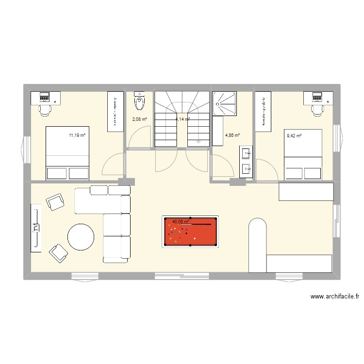 PLAN MAISON 07. Plan de 11 pièces et 148 m2