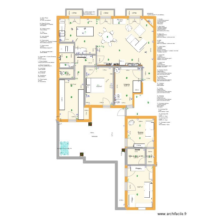 LL 250126. Plan de 12 pièces et 120 m2