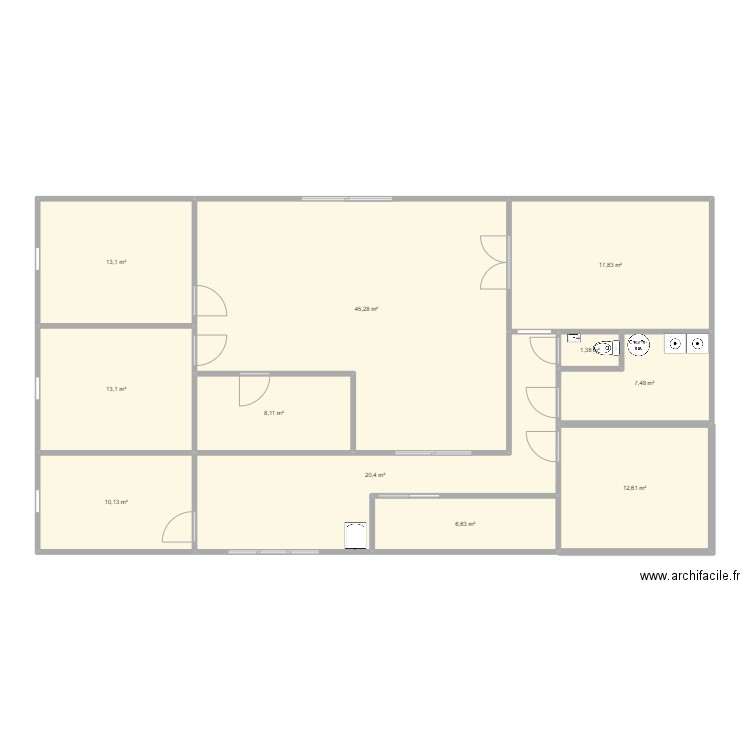 Micro creche. Plan de 11 pièces et 156 m2