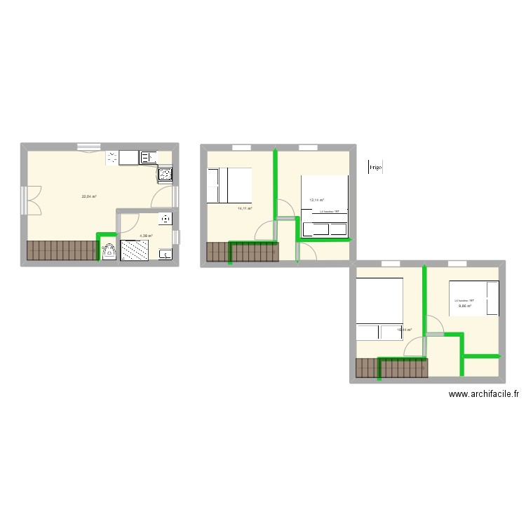 kaze rdc +etage. Plan de 7 pièces et 80 m2