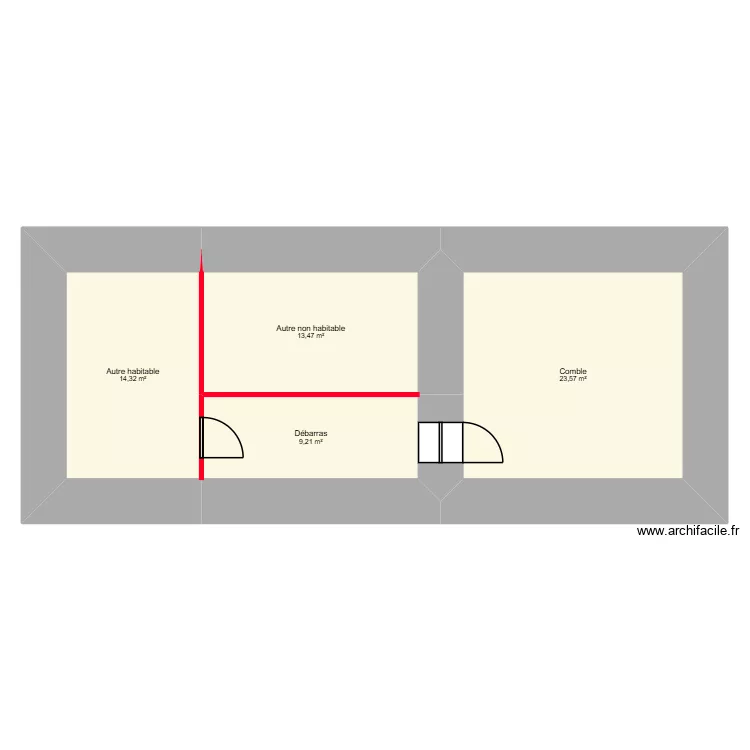 maison paule comble. Plan de 4  et 61 m²
