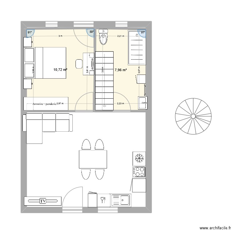 GRANGE 2. Plan de 2 pièces et 19 m2
