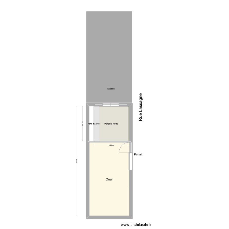Aménagement simplifié cour Les Fauvettes. Plan de 2 pièces et 32 m2