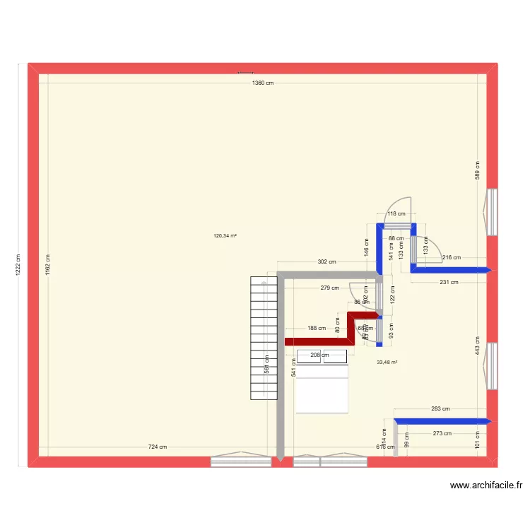 Etage sans mezzanine. Plan de 