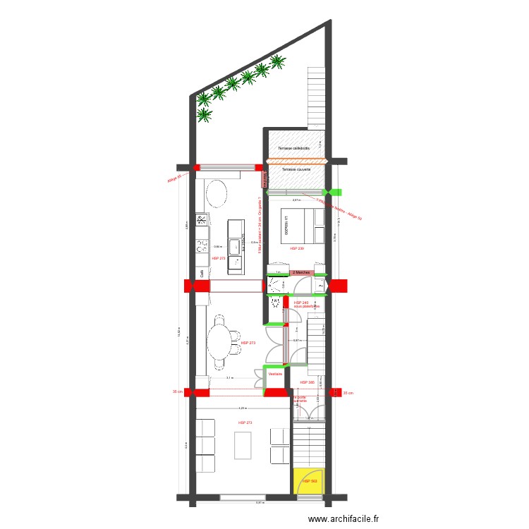BAUCQ 77 Bel étage Duplex Construction. Plan de 9 pièces et 102 m2